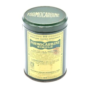 Scatola in latta di granulato "Formocarbine Simple" - Laboratoire de Médecine Expérimentale G. Tétard - anni '60
