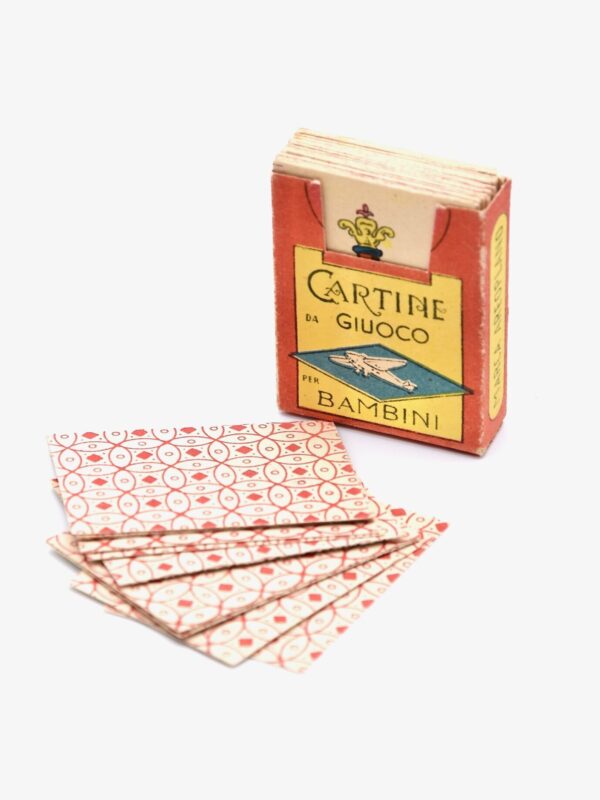 Mazzo di mini carte da gioco trevisane "Cartine da giuoco per bambini" - gadget "Marca Areoplano / Aeroplano" (Calzaturificio Antonio Livraghi - Milano) - anni '30