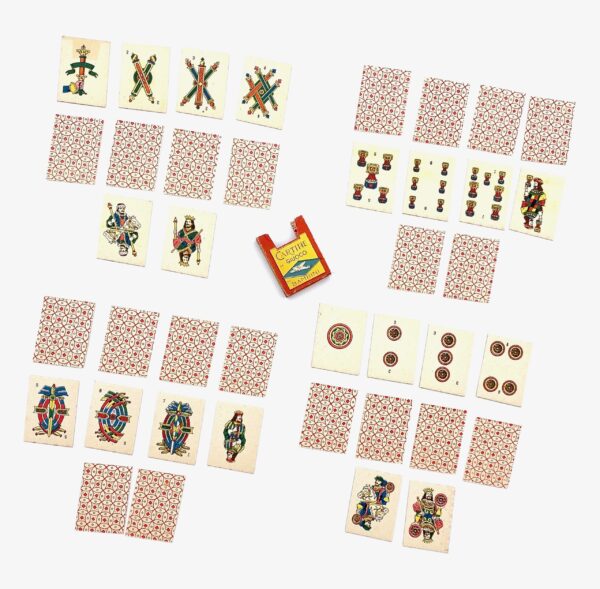Mazzo di mini carte da gioco trevisane "Cartine da giuoco per bambini" - gadget "Marca Areoplano / Aeroplano" (Calzaturificio Antonio Livraghi - Milano) - anni '30 - Image 3